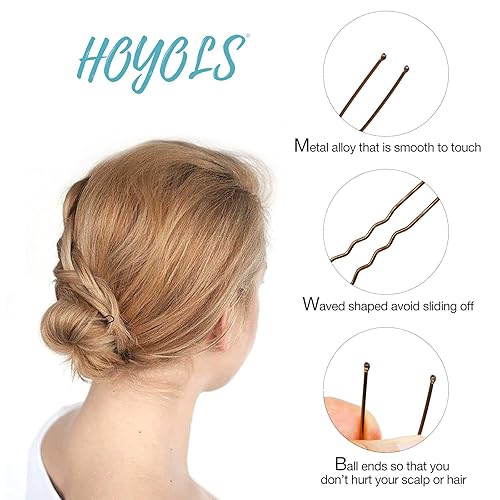 Miniatura 3 de Hoyols Horquillas para el cabello en forma de U, pinzas de metal curvadas y onduladas para moño, horquillas para mujer, accesorios decorativos para