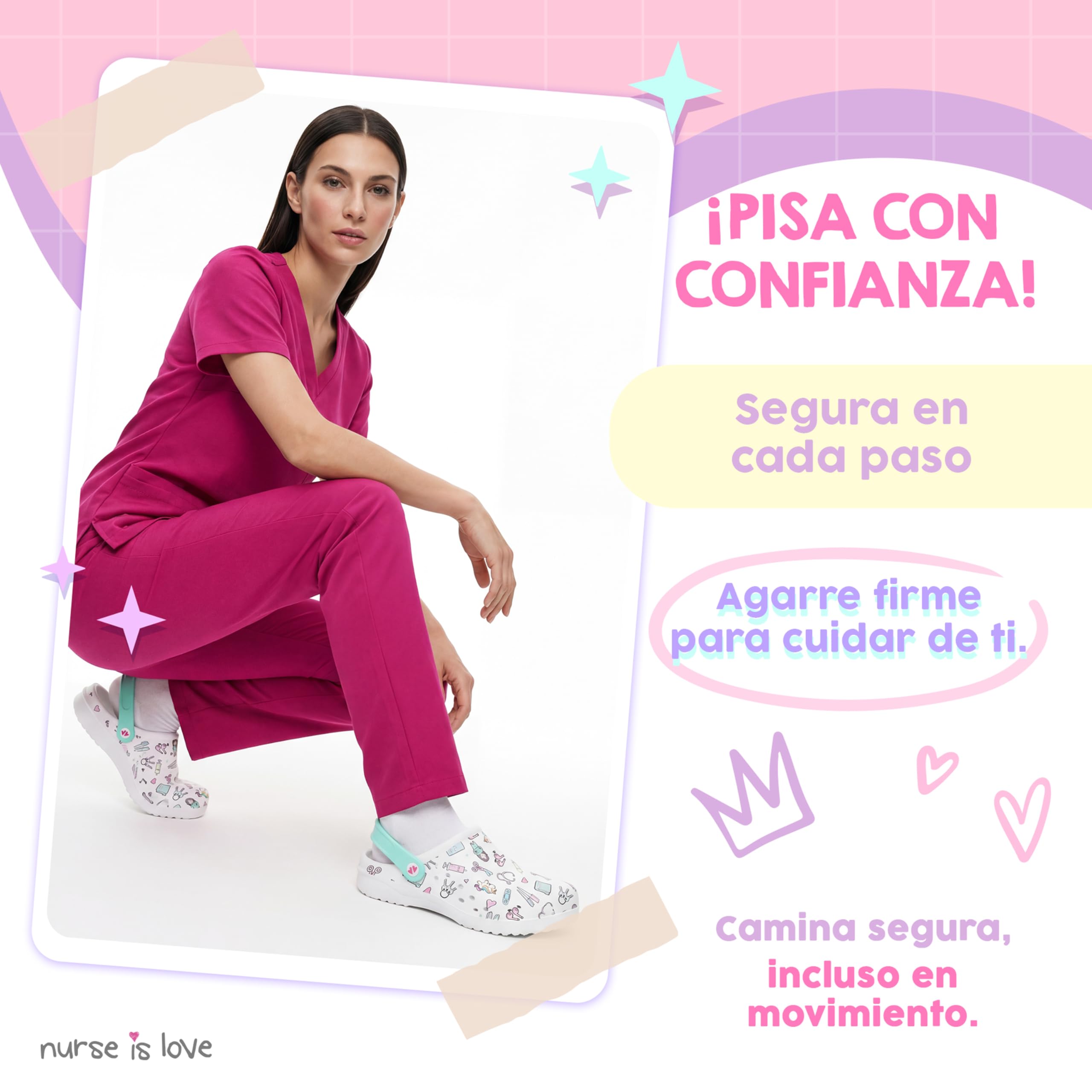 Nurse is Love Zuecos Mujer - Zuecos EVA Ligeros, Calzado Casual de Moda | Regalo Original para Ella | Diseño Divertido