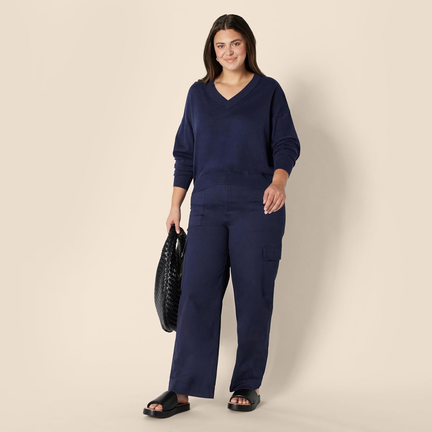 Amazon Essentials Womens High-Rise Relaxed-Fit Full-Length Wide Leg Cargo Khaki Pant - Image 6