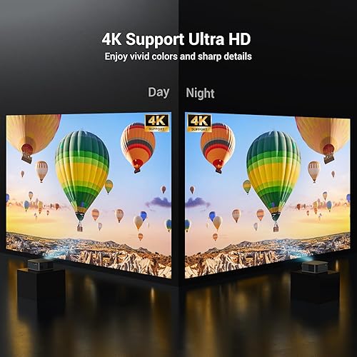 Miniatura 2 de Proyector 4K Full HD de alto brillo con WiFi y Bluetooth, cine en casa de película HAPPRUN con enfoque automático, pantalla de 300 pulgadas para