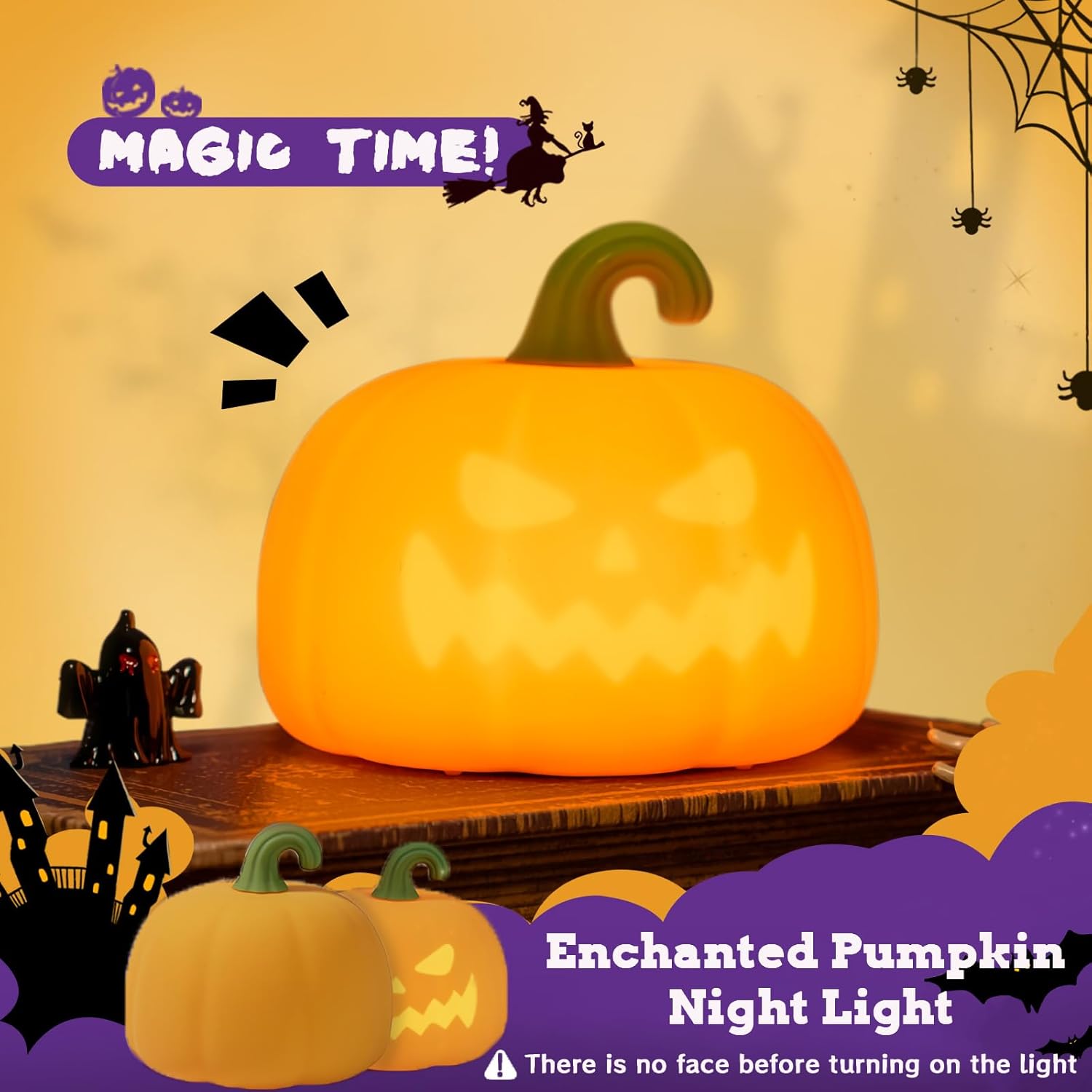 Pumpkin Night Light, 7 Colors LED Silicone Dimmable Touch Lamp with Timer, Rechargeable Novelty Night Lamp for Kids Room,Funny Halloween Pumpkin Gifts for Kids and Room Decor (Colorful)
