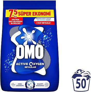OMO Active Oxygen Beyaz Çamaşırlar İçin Toz Deterjanı 7,5 KG