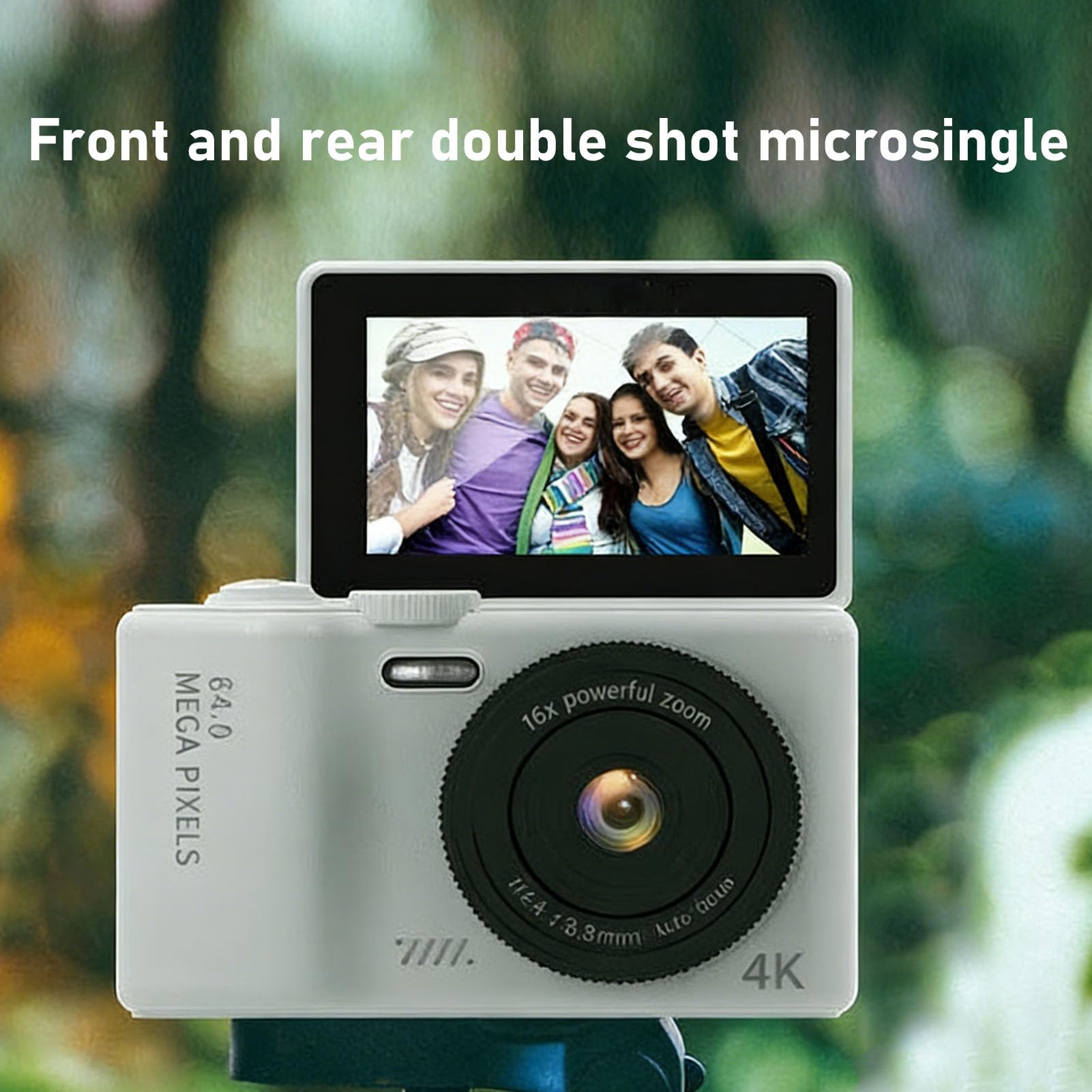 Tangxi Fotocamera Digitale da 64 MP con Schermo Ribaltabile Video 4K Zoom Digitale 16x Connettività WiFi LCD Ruotabile da 3" per Vlogging con Flash LED