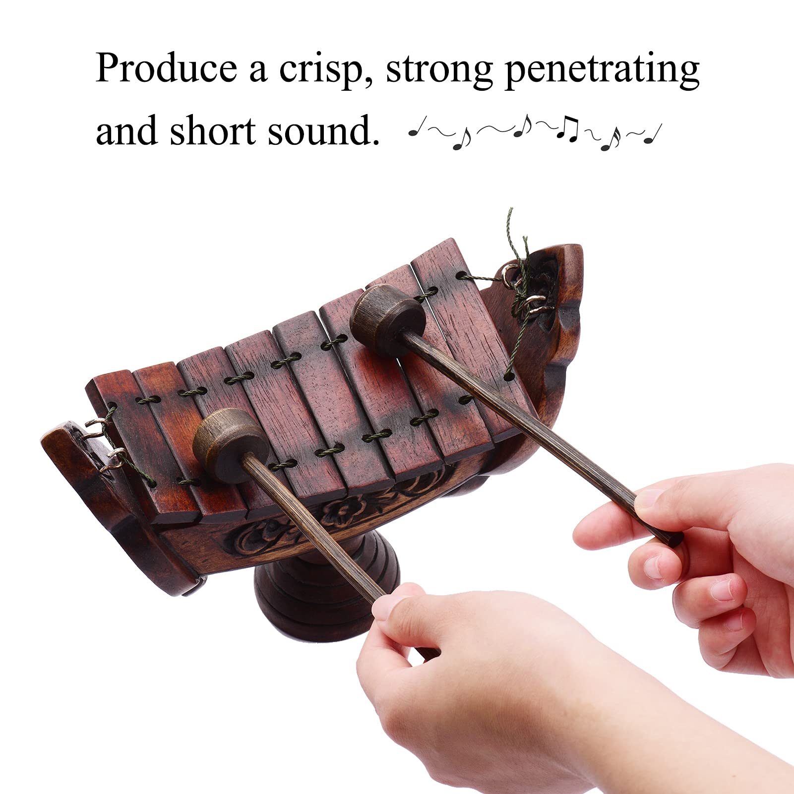 8 Noten Xylophon Teakholz Thai Traditionelles Percussion Musikinstrument Kunst Handwerk Holz Ornament Dekoration Geschenk für Home Office mit Schlägeln