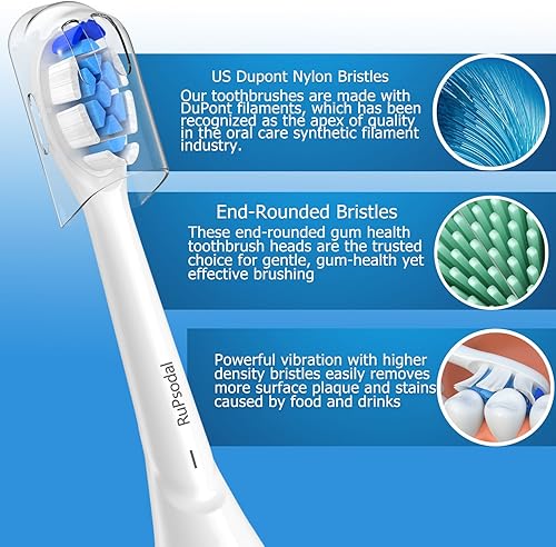 Miniatura 4 de Rupsodal Cabezal de cepillo de repuesto compatible con cepillo de dientes eléctrico Phillips Sonicare, paquete de 8 cabezales de repuesto eléctricos