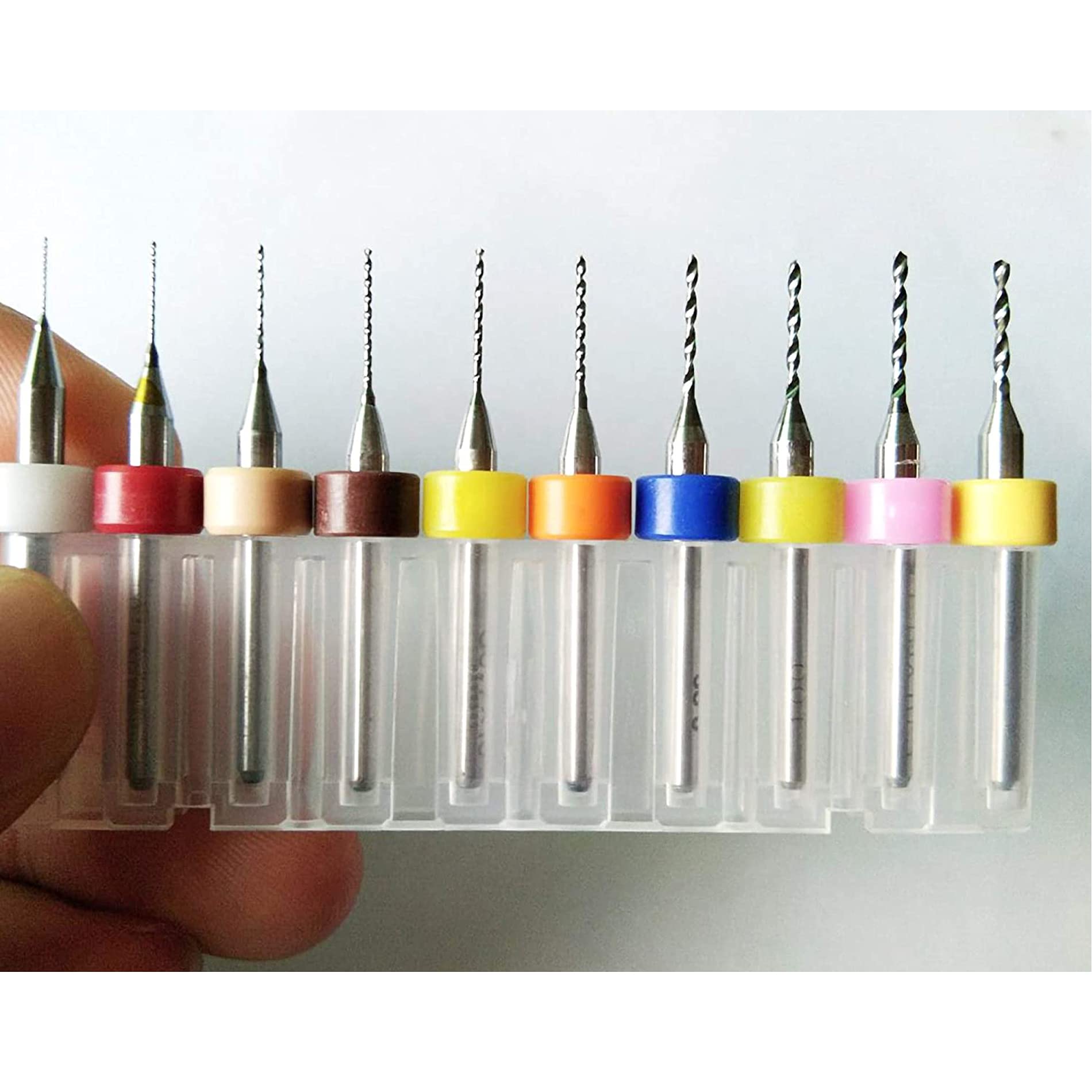 10pcs 0.3-2.0mm Titanium Nitride Print Circuit Board Drill Bits, Carbide Micro Drill Bits, CNC PCB Twist Drill