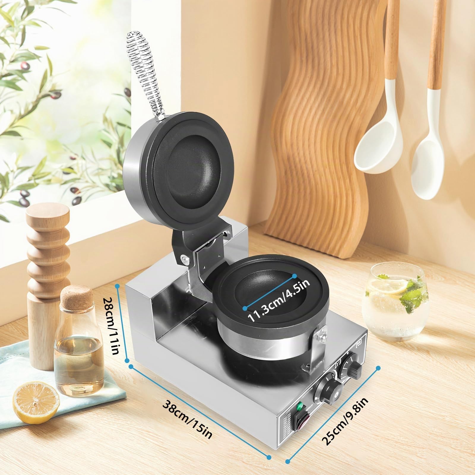 LIROPAU Machine à Burger UFO, Presse à Panini Antiadhésive Commerciale Pour Hamburgers, Température Réglable De 50 à 300 ℃, Réglage de la Durée de 0 à 5 Minutes pour un Usage Domestique Commercial