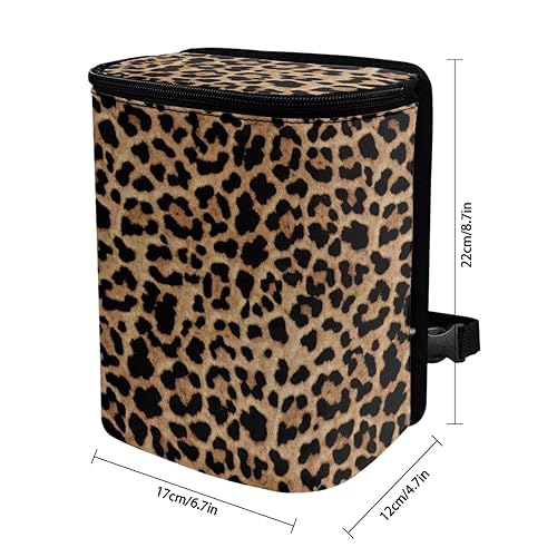 Miniatura 5 de Bote de basura para automóvil con estampado de leopardo para asiento delanterotrasero, bolsa de basura a prueba de fugas para colgar en automóviles,