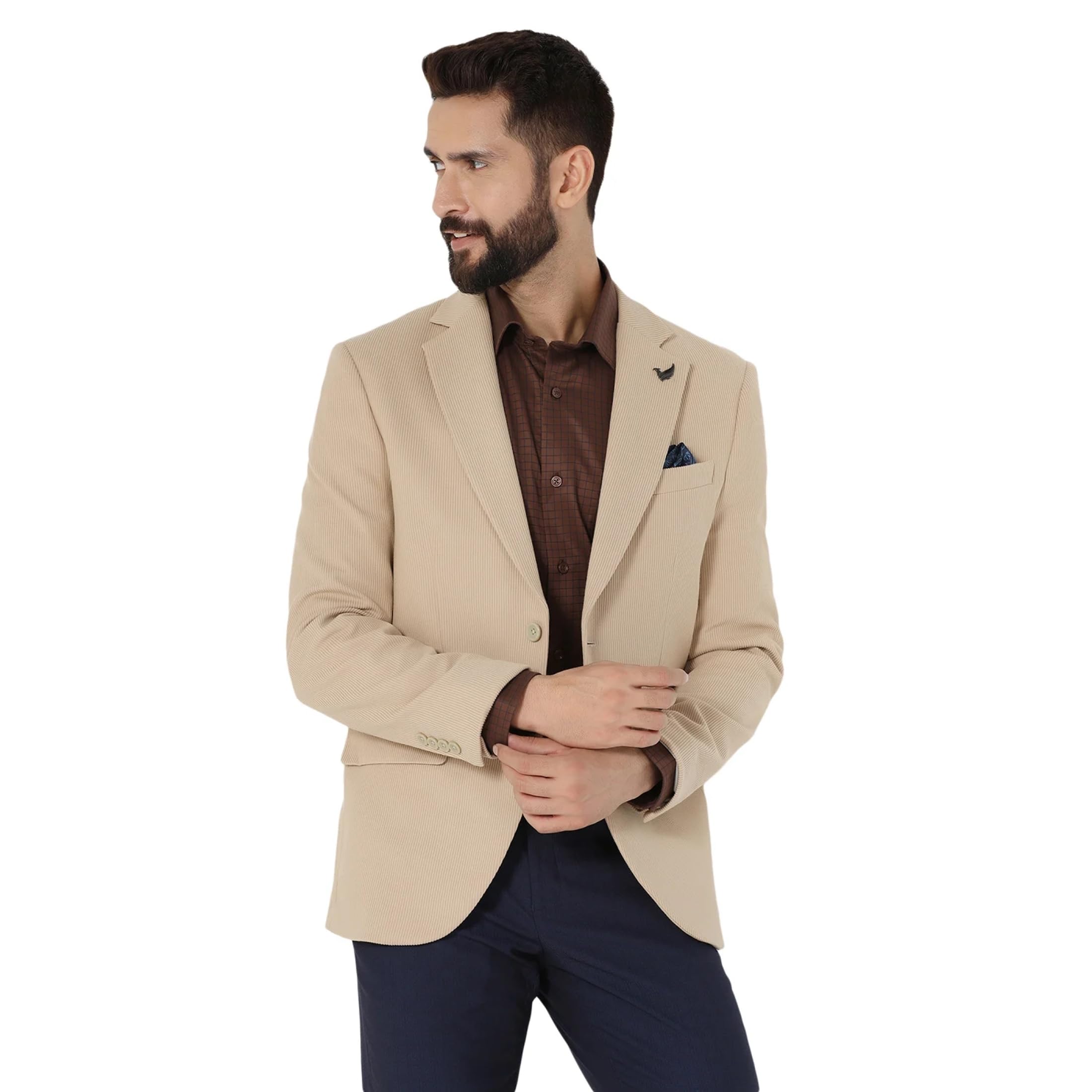 Men's Slim Fit Vertical Stripes Formal Blazer-image-41