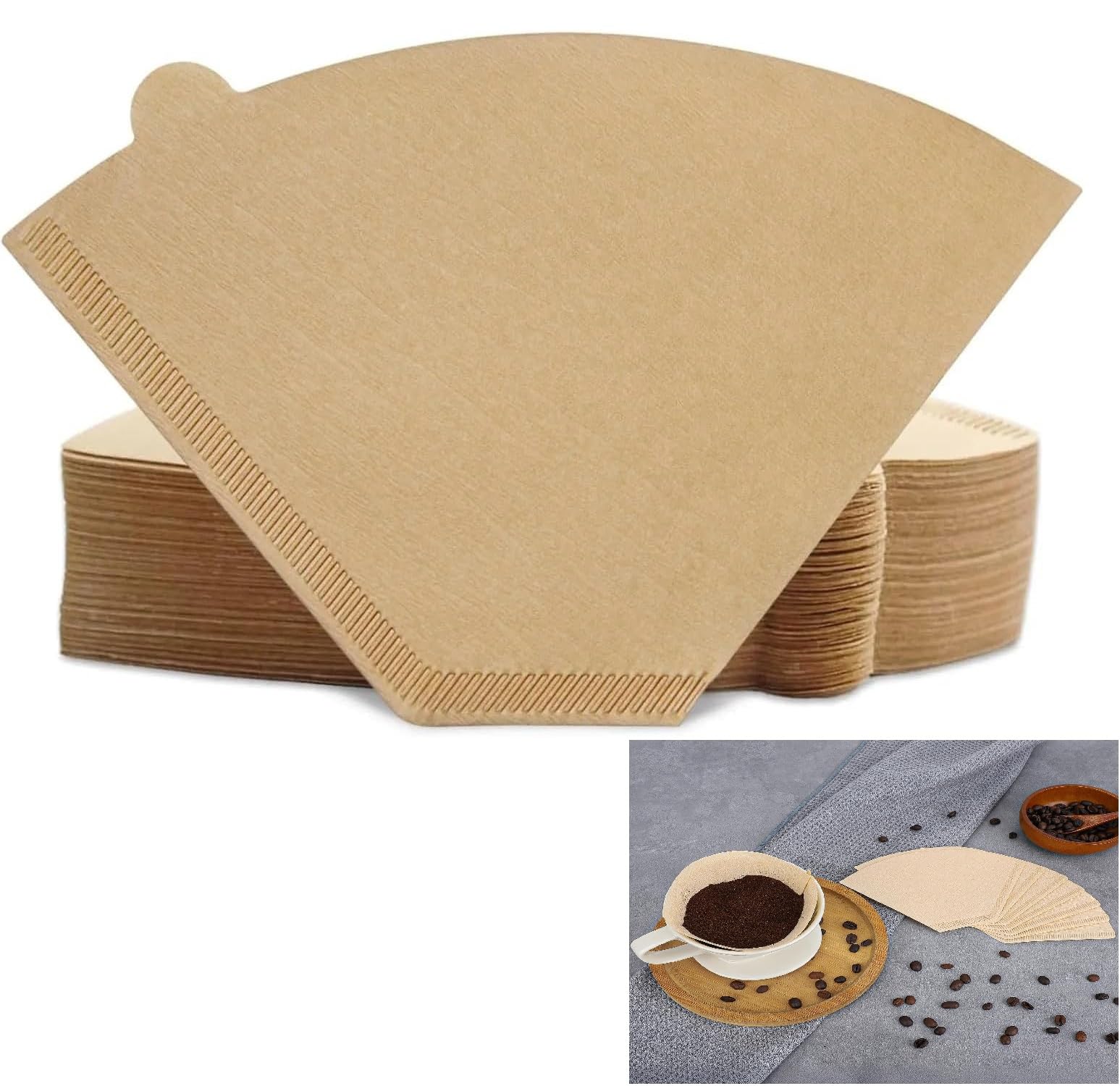 100 Count #4 Cone Coffee Filters 8-12 Cups，Cone Filters Bulk Disposable Natural Paper，Unbleached Coffee Accessories for Pour Over and Drip Maker，Drip and Pour Over Coffee Maker ﻿