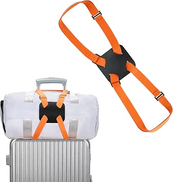 Chelmon Luggage Straps, Ajustable Elastic Bungee Belt for Suitcases, Add Extra Bag Easy and Securely for Travel Orange