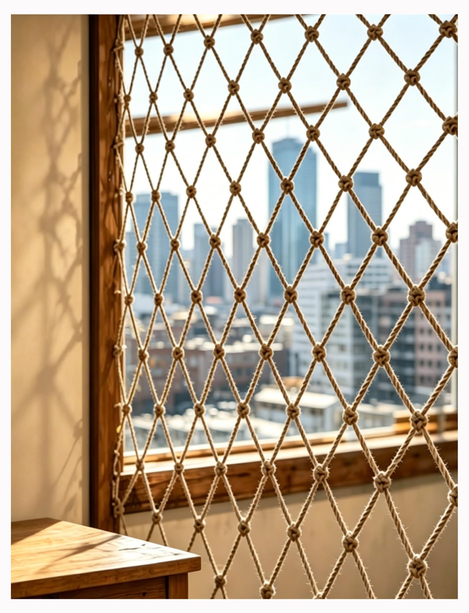 Filet en corde de jute et chanvre pour décoration murale extérieure