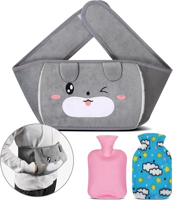 Hot Water Bottle with Belt, WARMTUYO Wearable Warm Hot Water Bag Pouch with Waist Cover, Soft Wrap Around Body Warmer for Neck, Feet, Hand, Shoulder, Back, Legs Relax & Pain Relief