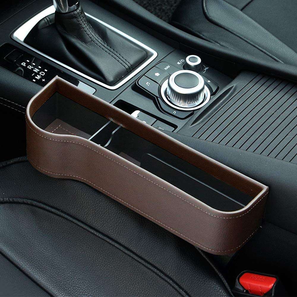 Ammar Car Seat Gap Storage Box Cup Holder Multifunctional Car Seat Gap Filler Premium PU Leather Car Console Side Pockets