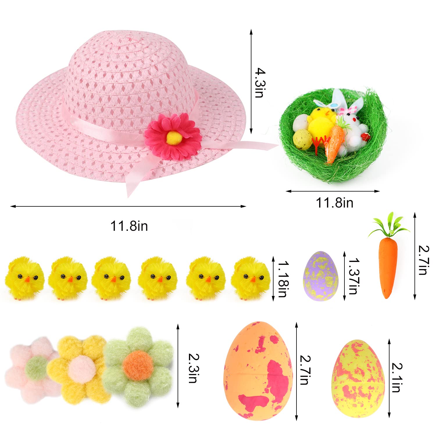 SULOLI Easter Bonnet Kit,Easter Bonnet Hat Kids Make Your Own Easter Bonnet Easter Bonnet Decorations Kit Girls Easter Bonnet Making Kit(Pink) - Image 3