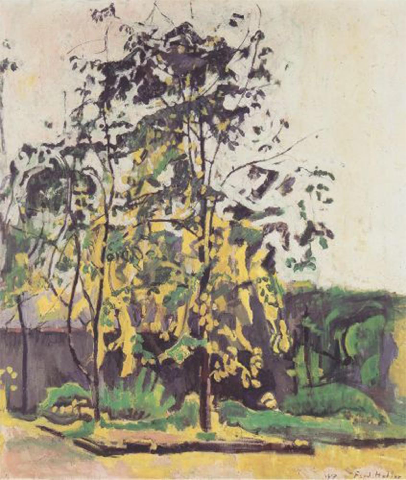 SERENDIPITP Abstract Painting Mural Print Picture Wall Decor Painting Trees in the Studio Garden by Ferdinand Hodler Vintage Wall Artwork for Home Decor 60x90cm