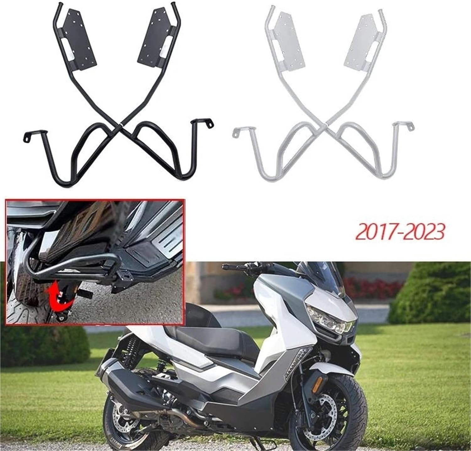 Motorcycle Crash Bumper Motorcycle Highway Engine Guard Bumper Crash Bar Stunt Cage Fairing Frame Protector For BMW C400GT C400 GT C 400GT 2019-2023(Black)