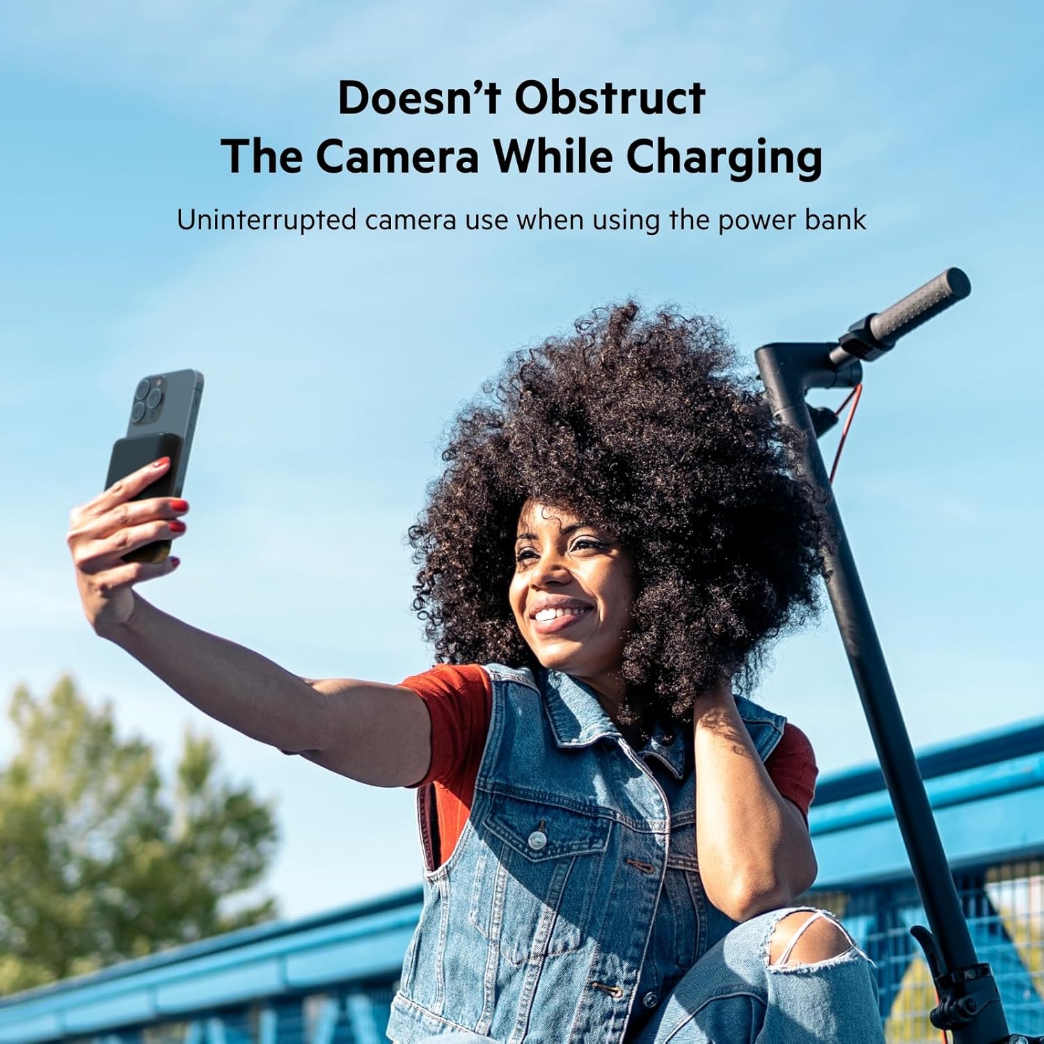 Belkin Portable Charger, Wireless Power Bank 5000 mAh MagSafe Charger 7.5W, Built-in Pop-up Kickstand - Compatible w/iPhone 17, Air, Pro, ProMax, AirPods, Apple Watch, Google Pixel 10, etc. - Black