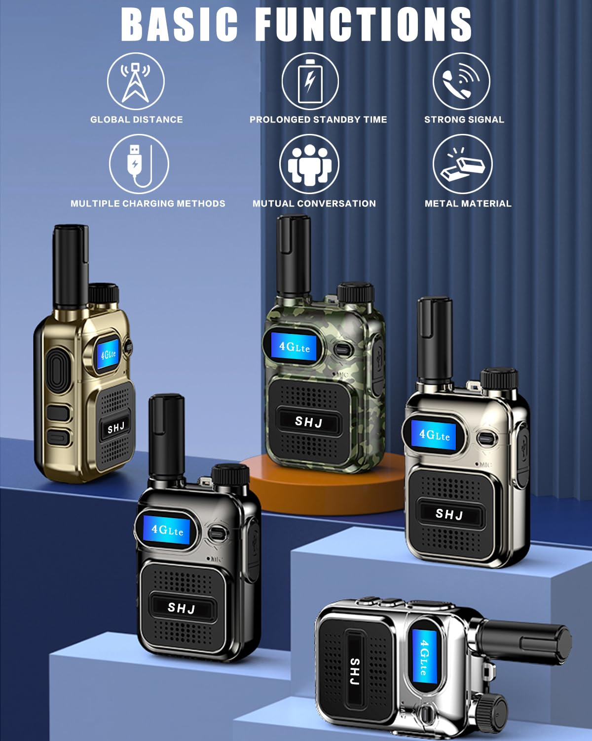 SHJ 4G PoC Radios with 1 Additional Yearly Sim Cards- Ultimate Communication Solution for Businesses and Teams walkie-Talkie Durable and White Silver