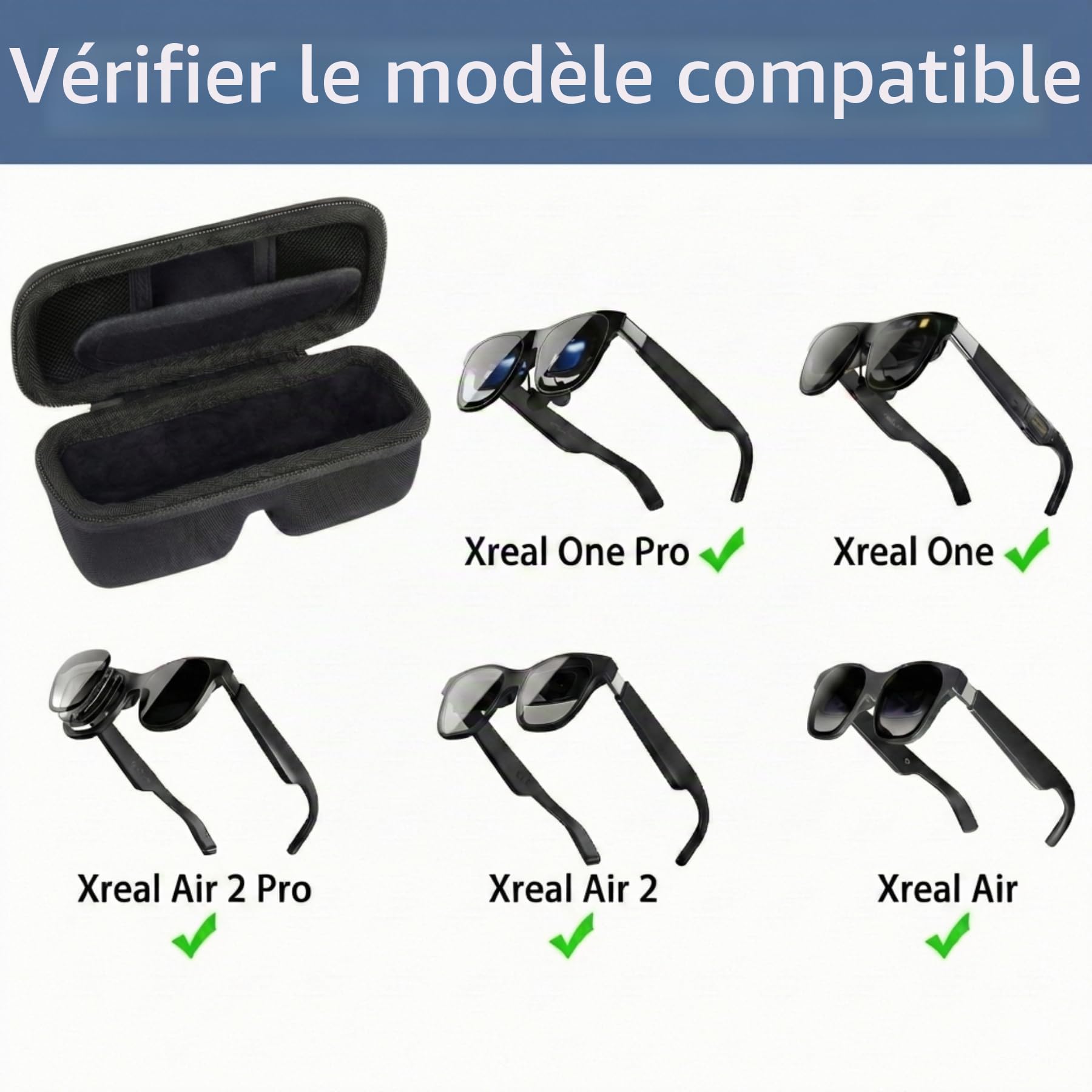 Khanka Étui Rigide pour XREAL One Pro/One/Air 2 Pro/Air 2/Air AR Glasses | Compatible avec XREAL One Pro/One/Air 2 Pro/Air 2/Air;Conception en EVA,Doublure en Velours,Étui uniquement