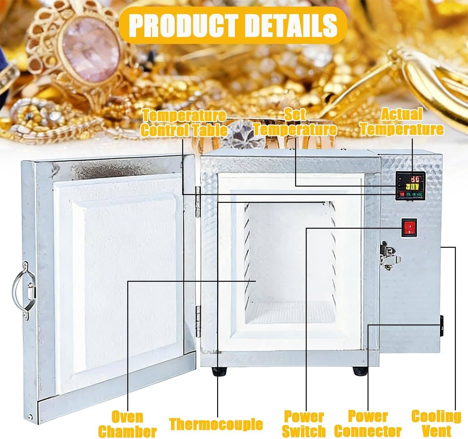 1500-W-Elektro-Ausbrennofen, Elektro-Schmelzofen Für Metalle, 800℃ Brennofen, Geschlossene Labor-Muffelöfen, Geschlossener Hochtemperatur-Laborofen