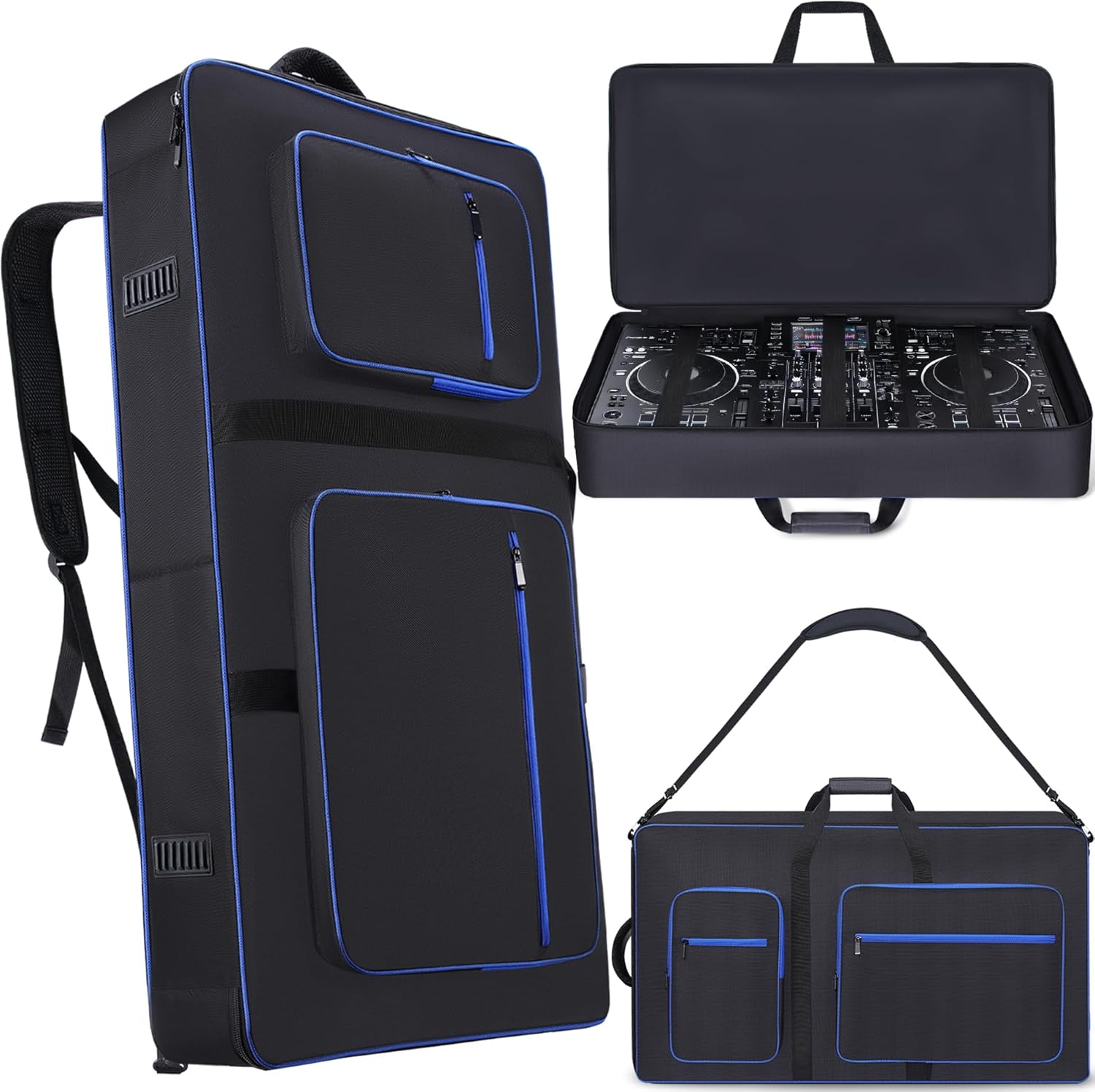 DJ Controller Case Compatible with XDJ-AZ/XDJ-XZ/DDJ-SZ/RZ, DJ Travel Gig Bag with 10MM Soft Padded & Multi-pocket for DJ Controller & Accessories (without Wheels)