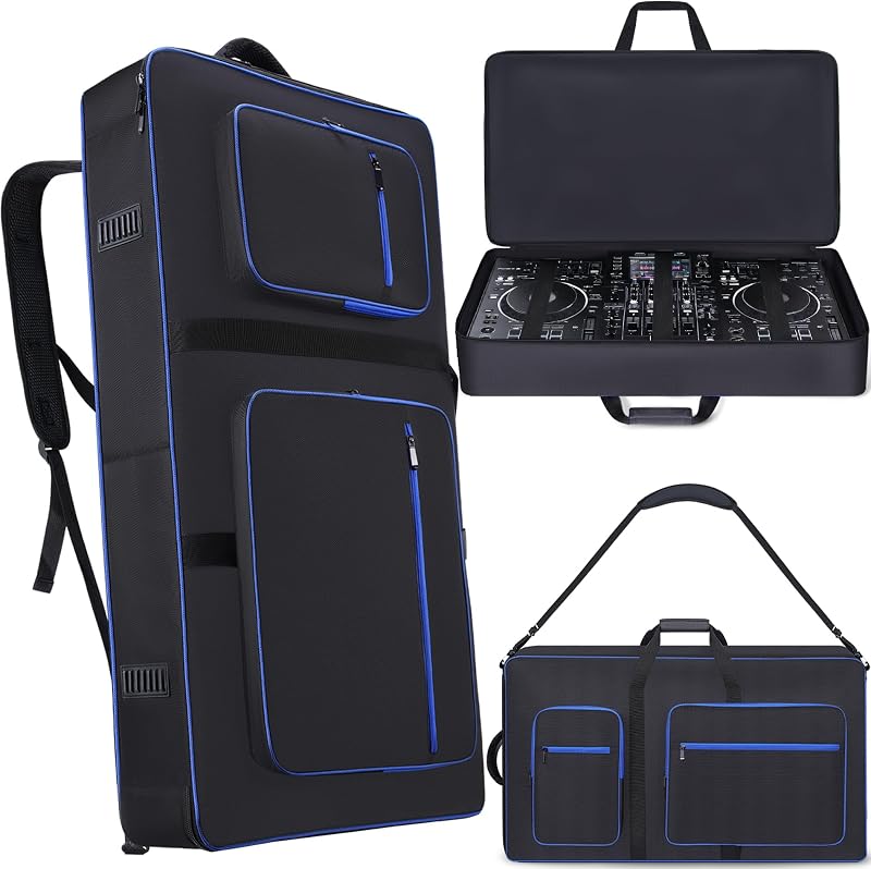 Mochila con estuche para controlador de DJ compatible con XDJ-AZ | Acolchado suave y grueso de 10MM, múltiples bolsillos para accesorios, cómodas correas de mochila y correa para el hombro, bolsa de DJ para controlador de DJ