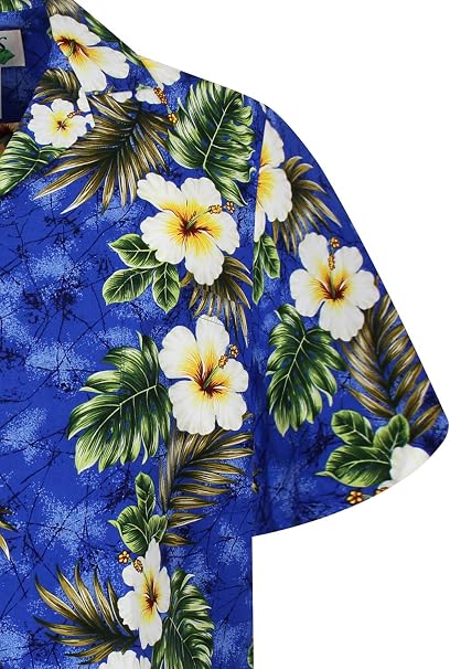 Camicia Hawaiana Originale KY's - Made In Hawaii - 100% Cotone Con Taschino - Stampa Balene Blu - Taglia S