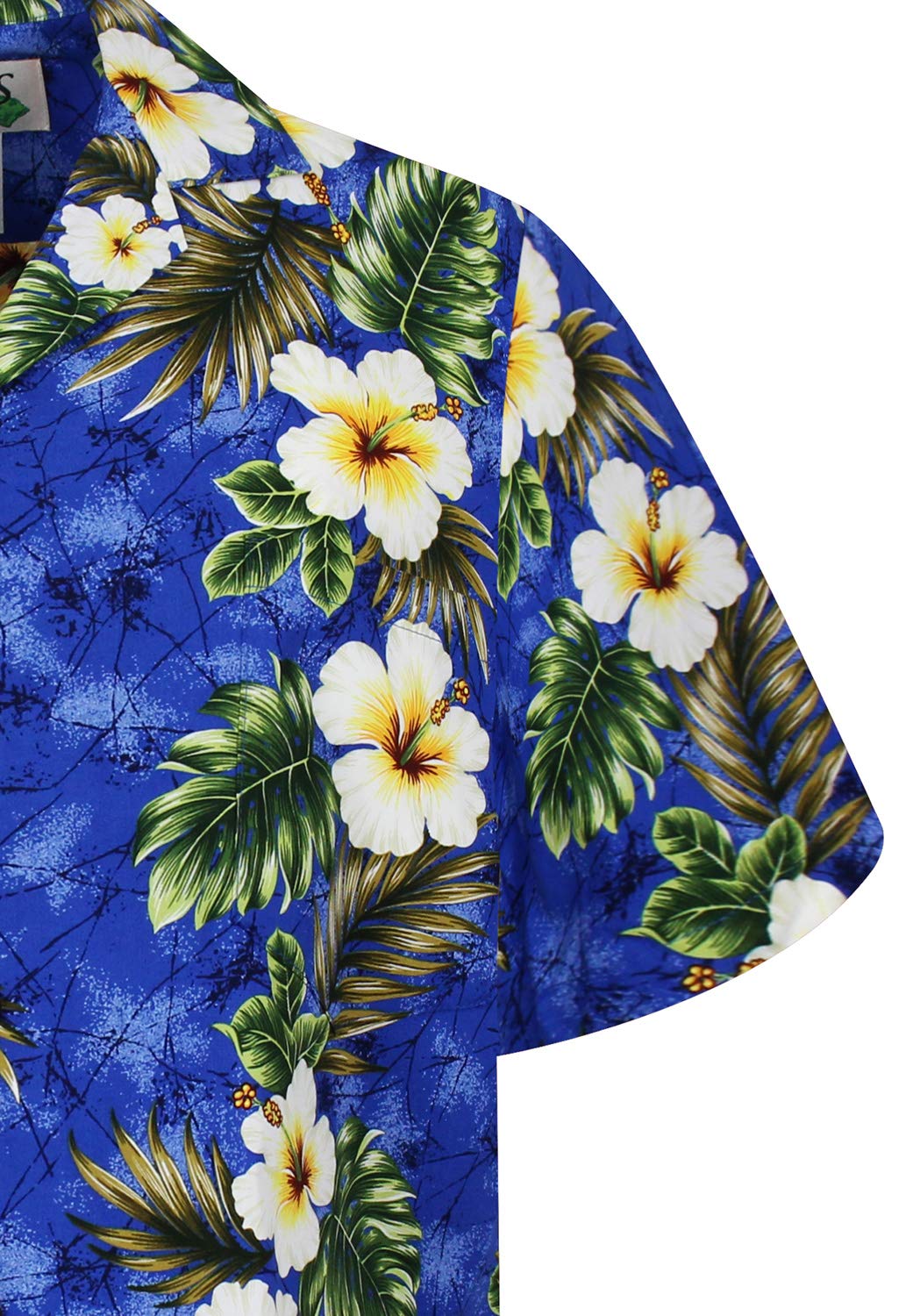 KY‘s | Original Camicia Hawaiana | Signori | S - 4XL | Maniche Corte | Tasca Frontale | Hawaii Stampa | Fiori | Blu