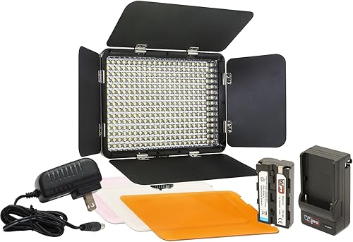 Kit de luz Vidpro LED-330 para foto y video - Luz LED de panel para cámara - Luz ajustable y regulable se adapta a cámaras, videocámaras y DLSR con