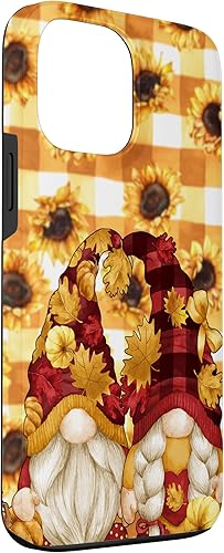 Miniatura 3 de Funda para iPhone 13 Pro Max Otoño Otoño Gnomo Calabaza Buffalo Plaid Patrón Girasol