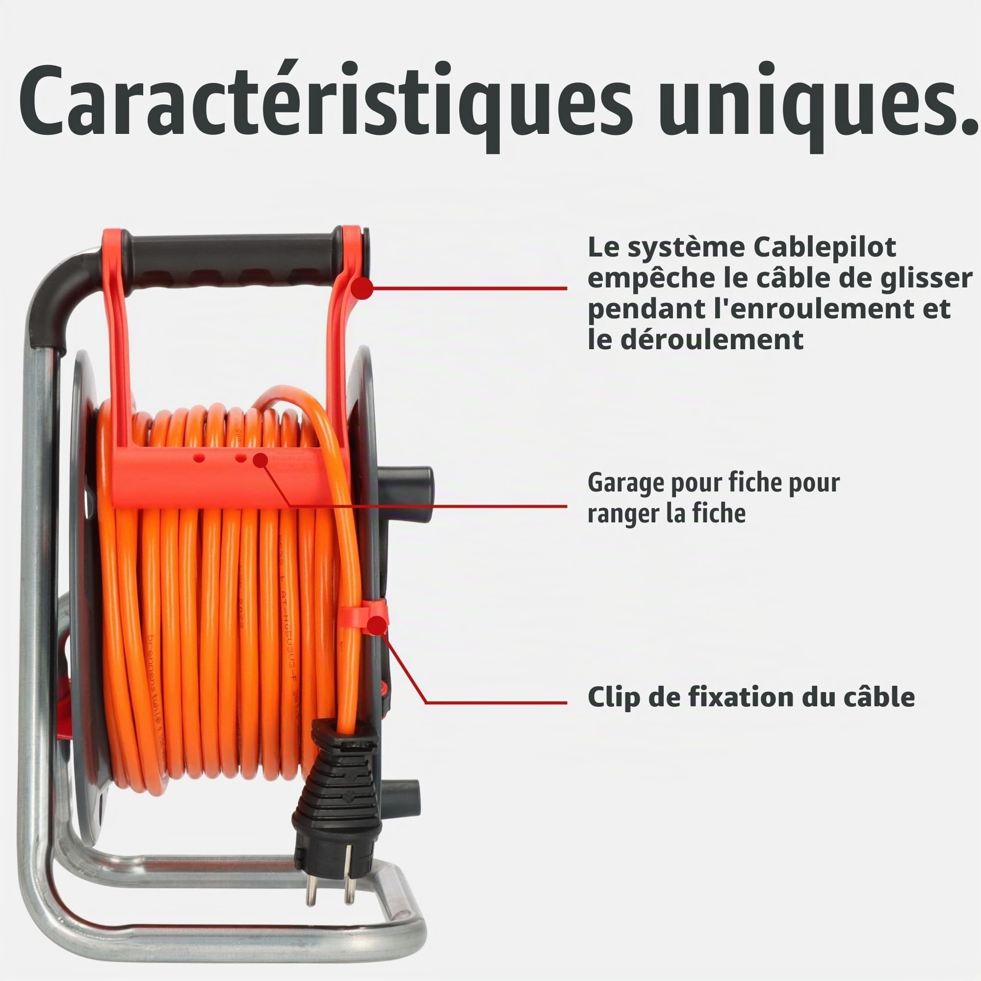 Brennenstuhl Garant V2 Enrouleur de câble, IP44, 25 m, pour l'extérieur, certifié TÜV-Süd (fabriqué en Allemagne, câble de couleur orange, utilisation à court terme en extérieur)