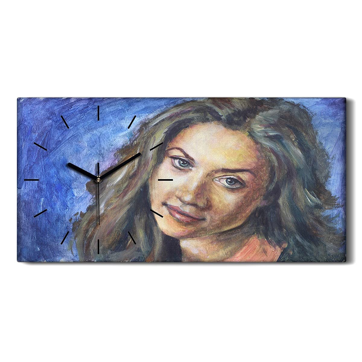 Art Moderne Horloge sur Toile 60x30cm Tableau Tableau Salon aux Mains Noires