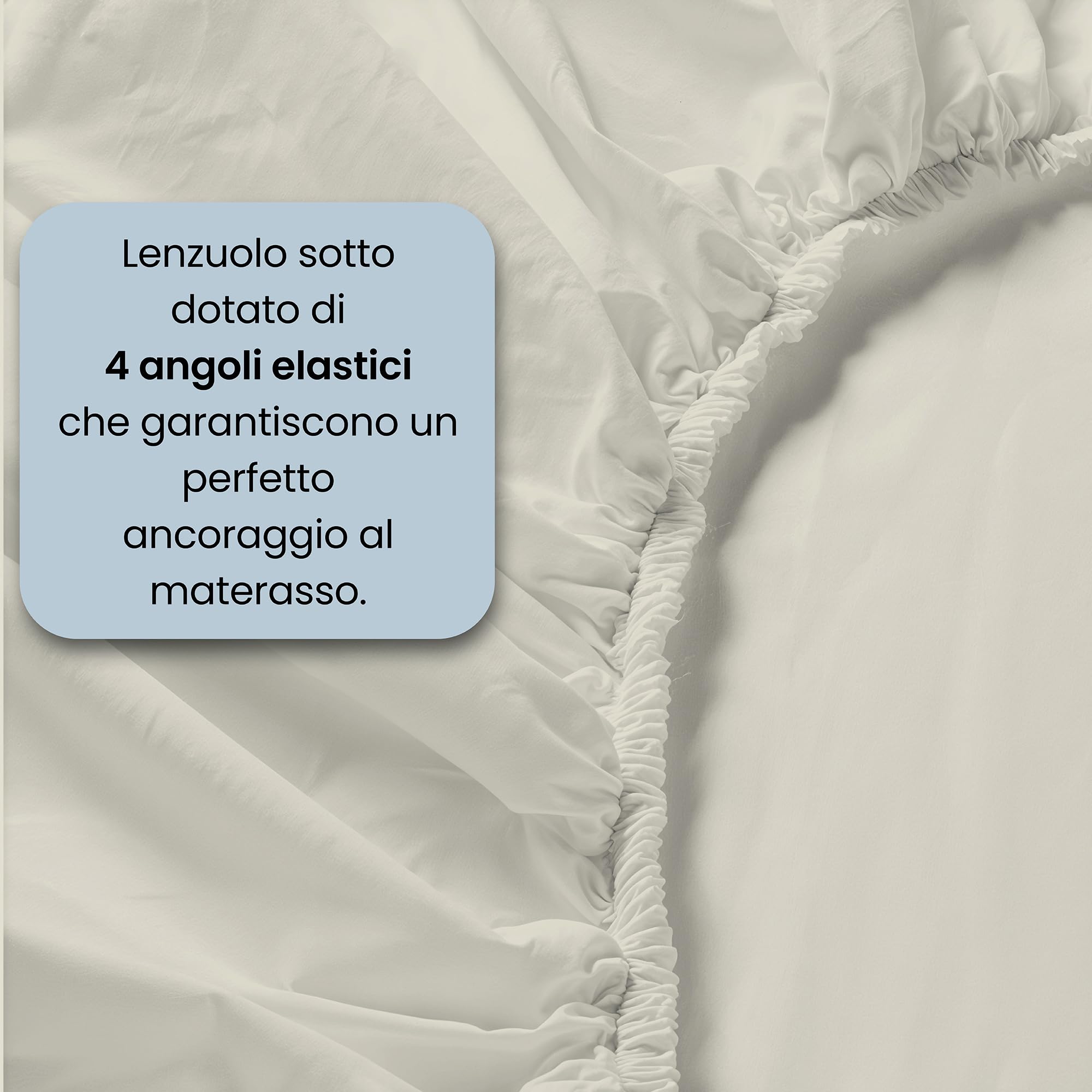 Italian Bed Linen COMPLETO LETTO MATRIMONIALE NATURAL COLOR 100% Cotone - Prodotto in Italia - Sopra 240x300 cm, Sotto 170x200 cm, Federe 50x80 cm Tinta Unita - DoubleFace - Grigio Chiaro/Panna