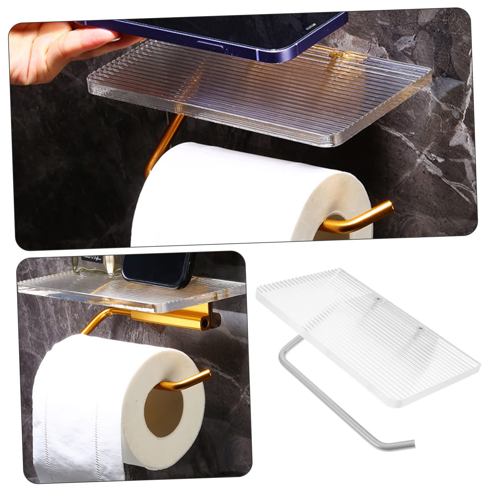 CMBSSTFC Porta Carta igienica in Rotolo Porta fazzoletti Nero Porta Carta igienica Nero Vassoio da Portata Nero Porta fazzoletti per Il Viso Organizer per Articoli da toeletta Scaffale Trasparente