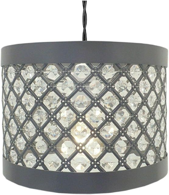 Chandelier Style Ceiling Light Shade Droplet Pendant Acrylic Crystal Bead Luxury (Moda Grey)