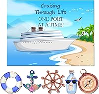 Vista 18 de Kanayu 6 piezas Adhesivos magnéticos para puerta de crucero de aventura grandes, imanes de barco, imanes de ancla, decoración de crucero, imanes