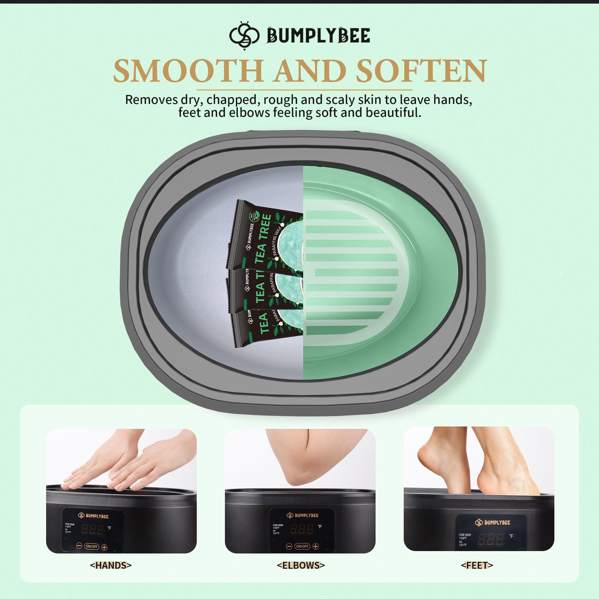 BUMPLYBEE Cera de parafina para manos y pies, 10 piezas de cera de parafina de árbol de té natural para máquina de cera de parafina, baño de cera de parafina de cera de mano, baño de parafina de cera