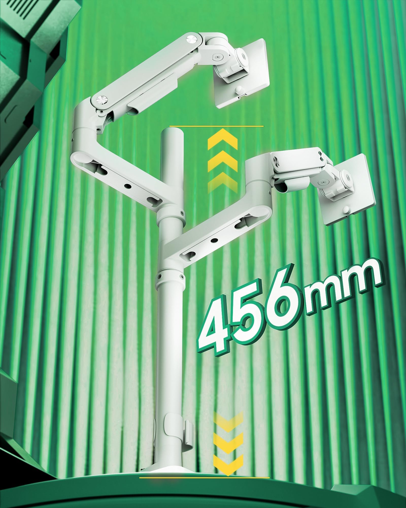 ARES WING Braccio Monitor Doppio per Schermi 17-49 pollici, con porte USB A/C, Regolazione Dell'altezza con Inclinazione e Girevole Supporto per Braccio, Capacità di Carico da 2-20 kg, VESA 75/100