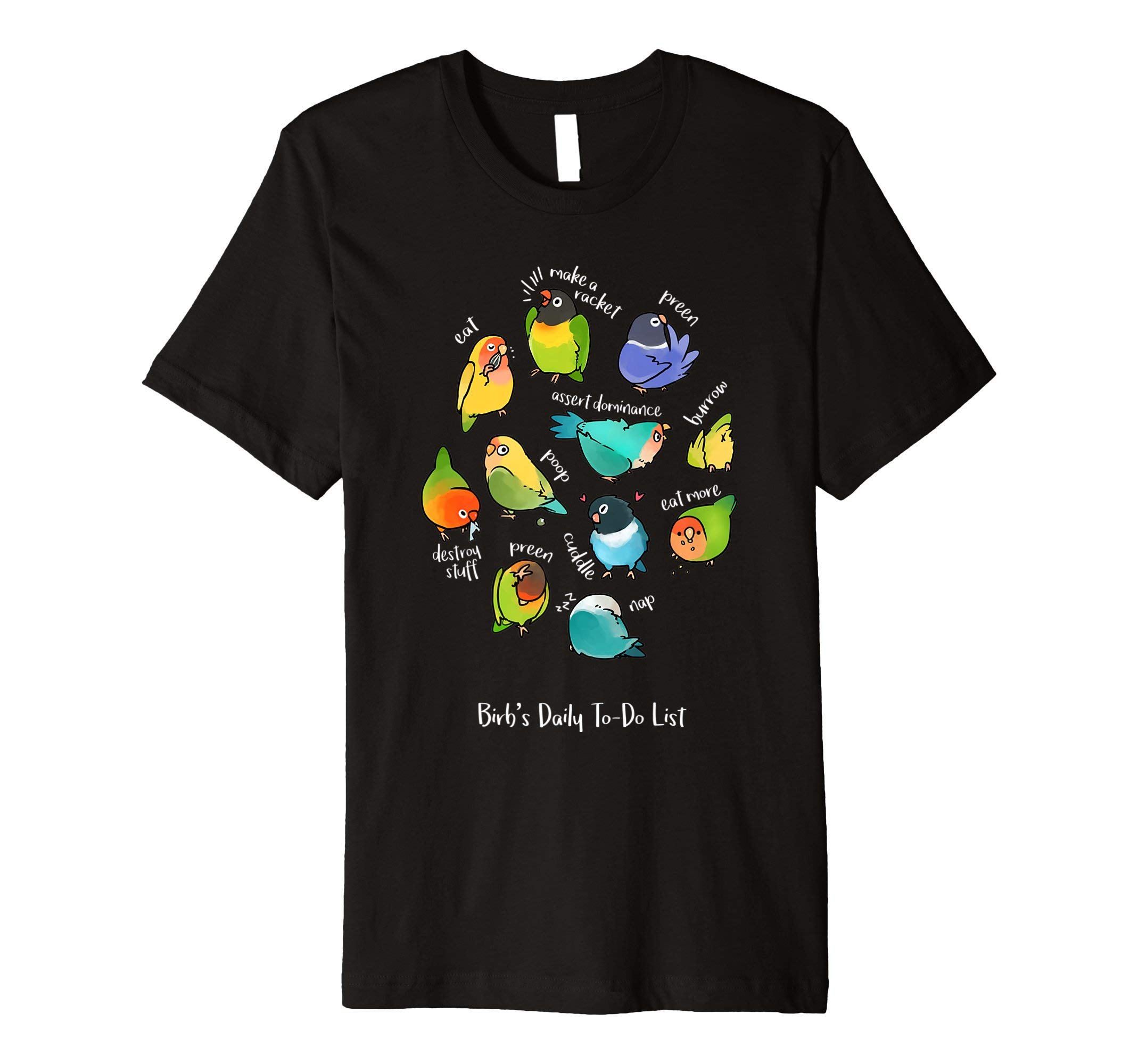 Lovebird's Daily To-Do List T-Shirt (Dark version)