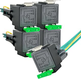 5Pack 4-PIN 12V 30A Fused Relay Switch Kit with Harness Socket