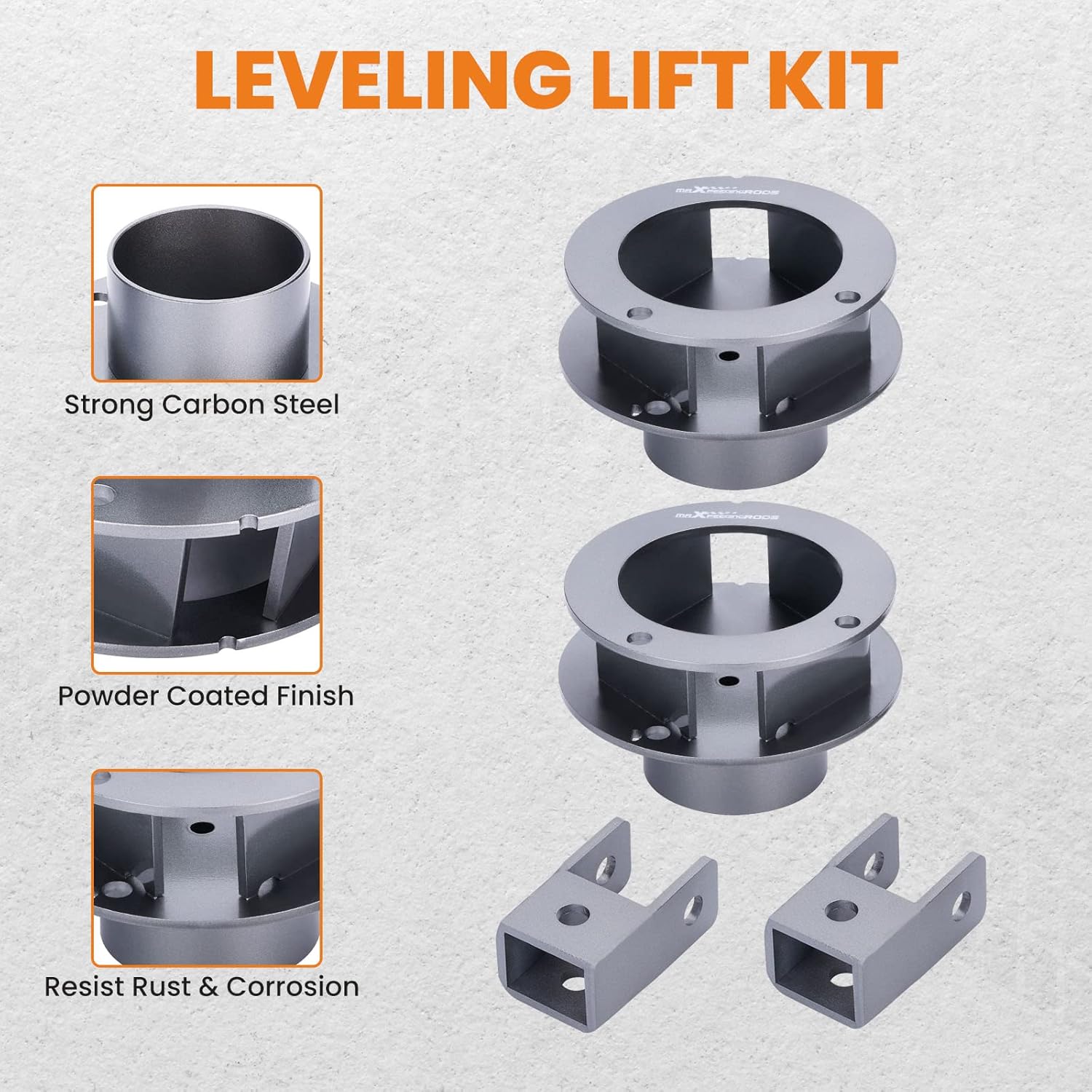 maXpeedingrods 2.5” Front Leveling Lift Kit for Dodge Ram 2500 3500 2013-2022 4WD Coil Spring Spacers Shock Extension Bracket, Gray