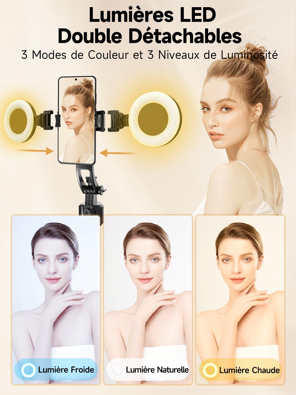 Trepied Suivi Automatique, Rollei Stabilisateur & Perche Selfie Smartphone