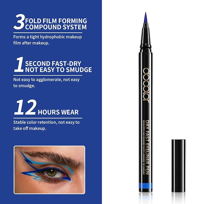 Delineador líquido azul super fino y resistente al agua miniatura 5