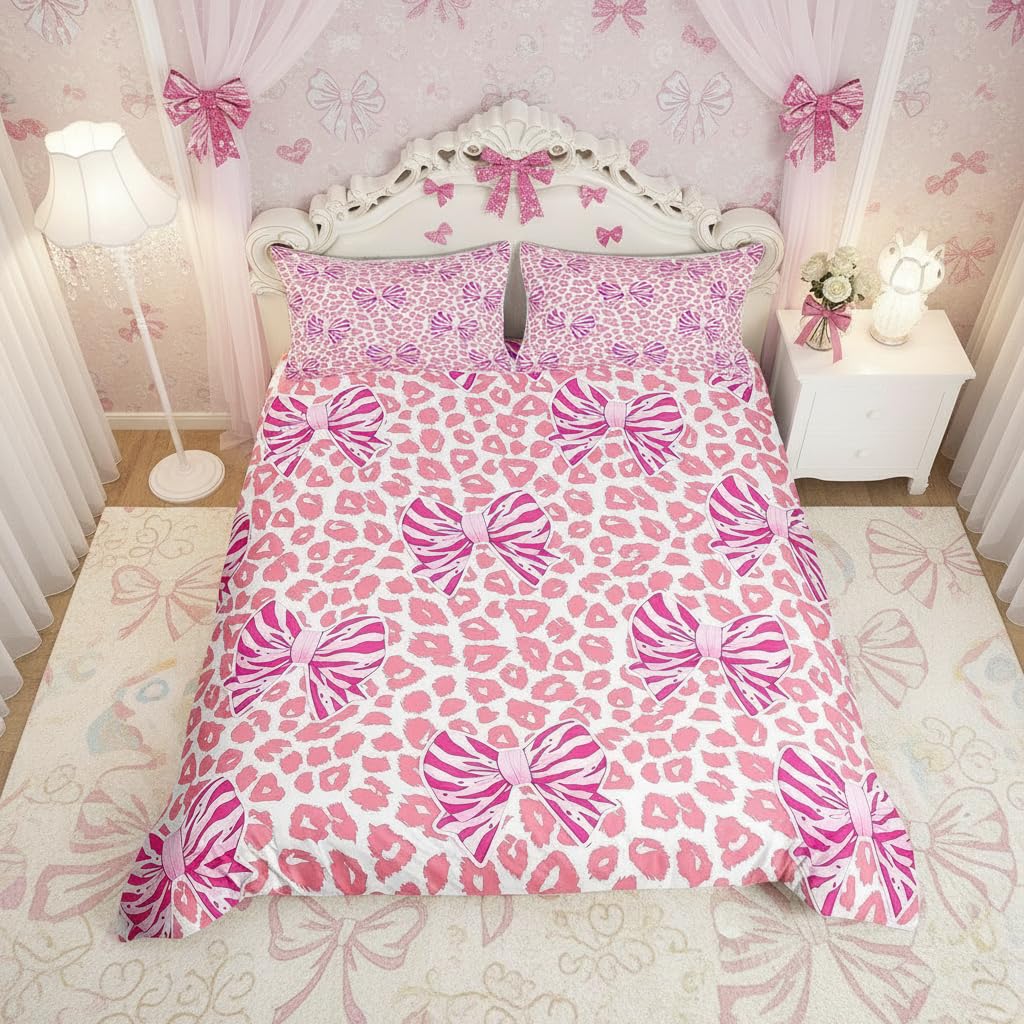 Parure de lit léopard rose et guépard pour décorer la chambre enfant taille M