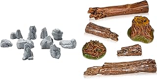 Warmtree 10Pcs Diorama Rocks+6 Pcs Artificial Tree Stump