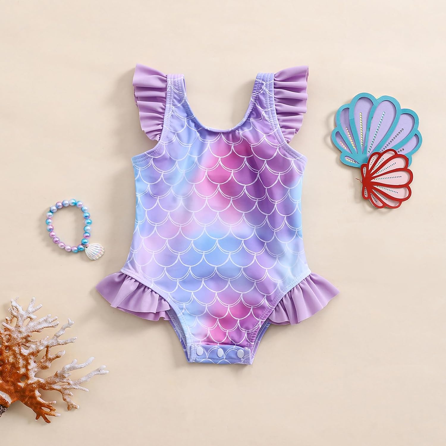 Baby Girls Swimsuit Infant Toddler Girl Bathing Suit Ruffle One Piece Beach Swimwear - Image 3