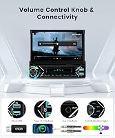 Podofo 1-DIN DAB+ Autórádió 7" Automatikusan Kihúzható Érintőképernyővel, Vezeték Nélküli CarPlay, Android Auto, Tolatókamera, BT, Kormányve 5