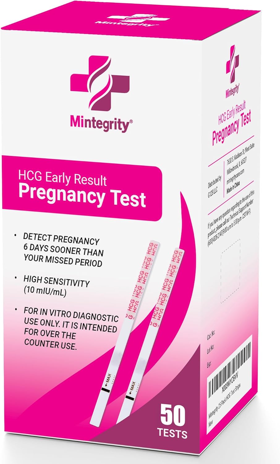 50 Pack Pregnancy Test Strips Early Detection, 10 MIU/ML, Rapid and Accurate Results