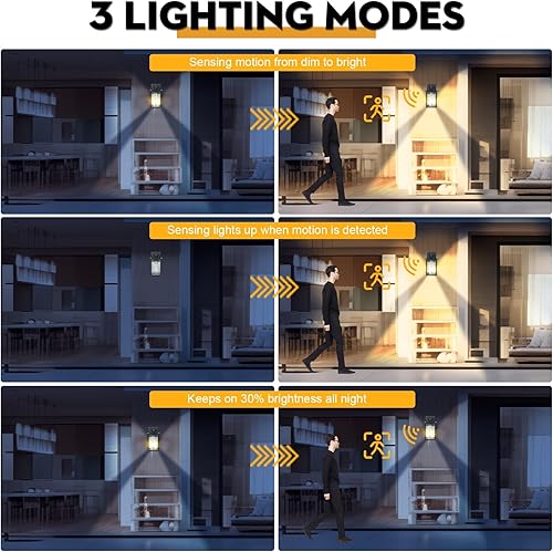 Miniatura 40 de Paquete de 2 luces de pared para exteriores de la casa, luces de porche del atardecer al amanecer, impermeables, color negro mate, para puerta